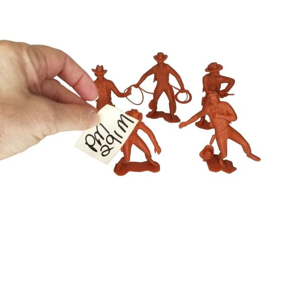 Vintage Original Louis Marx 6 Inch Cowboy Plastic Figures 1960's Lot Of 5 - Picture 8 of 8